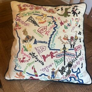 Cat Studio Cream and Black Pillow- Louisiana